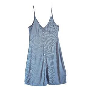 ZARA Trafaluc Women L Dress Blue White Pinstripe Slip Spaghetti Straps Bust 34"